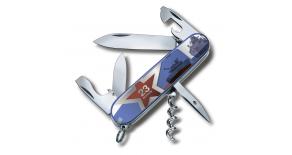 Нож перочинный VICTORINOX Spartan 23 февраля, 91 мм, 12 функций, лезвие и инструменты из нержавеющей стали, рукоять из синего пластика